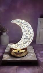 آباژور خواب کریستالی «ماه» 🌜 — قطر 20 سانت، شارژی - تصویر 3
