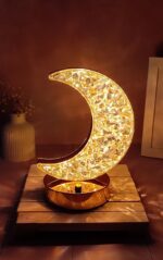 آباژور خواب کریستالی «ماه» 🌜 — قطر 20 سانت، شارژی - تصویر 2