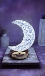 آباژور خواب کریستالی «ماه» 🌜 — قطر 20 سانت، شارژی