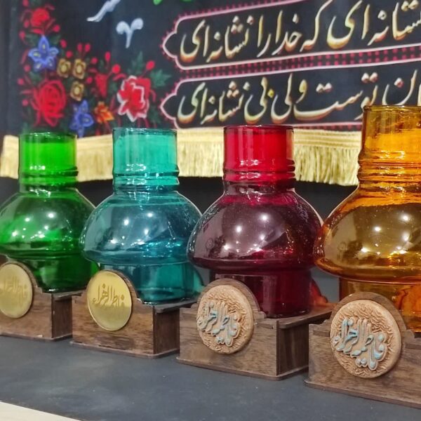 فانوس شمعی فاطمی – مدل سفالی و مولتی طلایی (همراه با جعبه و شمع وارمر) - تصویر 1